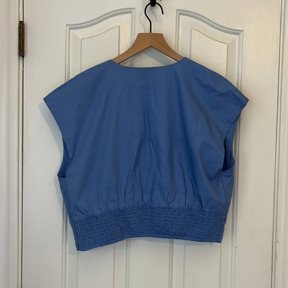 Abercrombie& Fitch | Poplin Plunge V-Neck Top Blouse XL Smock Ruching Classic - Picture 6 of 9